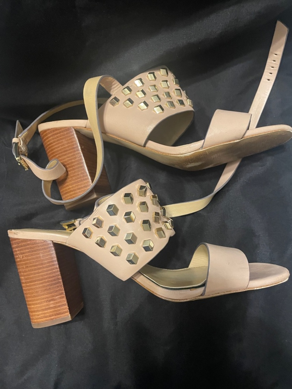 Michael Kors Blush Nude Studded Block-Heel Sandals